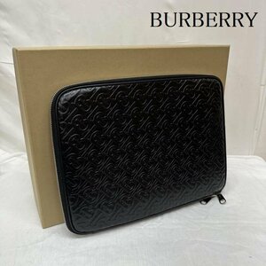  Burberry TB монограмма LAP top case кожа клатч клатч, вечерняя сумочка - чёрный / черный 