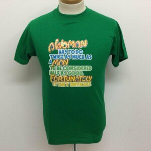 ヘインズ 80's USA製 半袖Tシャツ ラメロゴプリント ヴィンテージ TEE Tシャツ Tシャツ M 緑 / グリーン ロゴ、文字