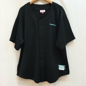 ミッチェルアンドネス ロゴ刺繍 メッシュ ベースボールシャツ シャツ、ブラウス シャツ、ブラウス XL 黒 / ブラック
