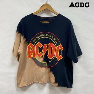 古着 ACDC バンドTシャツ ブリーチ カットオフ ショート丈 ?2020 Tシャツ Tシャツ - 黒 / ブラック X ベージュ / ベージュ