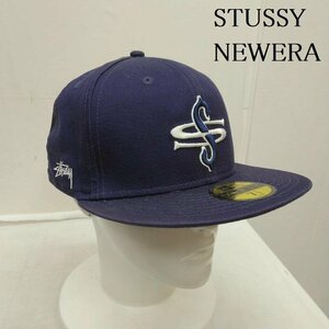 ステューシー NEW ERA Fitted Cap コラボ キャップ 7 1/2 帽子 帽子 - 紺 / ネイビー