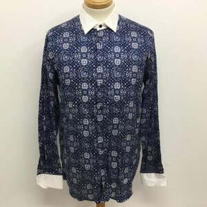  Etro Italy made total pattern k relic color long sleeve shirt shirt, blouse shirt, blouse 42 navy blue / navy X white / white total pattern 