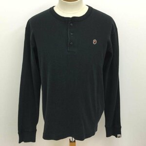  A Bathing Ape Henley neckline long sleeve cut and sewn one Point monkey face tag cut and sewn cut and sewn M black / black 