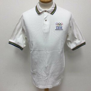 古着 Vantage USA製 IBMオリンピックロゴ刺繍 半袖ポロシャツ 609 ポロシャツ ポロシャツ M 白 / ホワイト ロゴ、文字