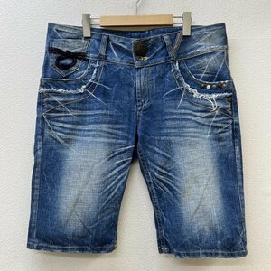  red pepper studs pocket Denim shorts pants 34 -inch blue / blue 