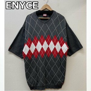 古着 ENYCE エニーチェ ビッグシルエット アーガイル ダイヤ柄 Vネック ニット、セーター ニット、セーター L 灰 / グレー