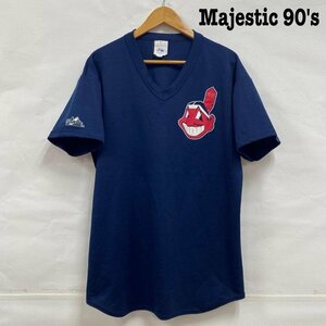 ヴィンテージ GENUINE MERCHANDISE by Majestic 90's USA製 INDIANS L Tシャツ Tシャツ L 紺 / ネイビー