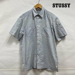 ステューシー STUSSY 半袖 総柄 ボタンシャツ USA製 M シャツ、ブラウス シャツ、ブラウス M 水色 / ライトブルー 総柄