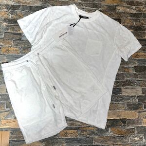 【新品】1PIU1UGUALE3 RELAX／パイル生地 エンボス加工Tシャツ ショートパンツセットアップ 上下 L