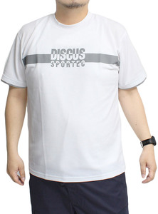 【新品】 5L ホワイト DISCUS ディスカス 半袖 Tシャツ メンズ 大きいサイズ ドライ メッシュ 吸汗速乾 ロゴ プリント カットソー