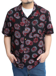 【新品】 3L A アロハシャツ メンズ 大きいサイズ 半袖シャツ レーヨン ボタニカル 花柄 オープンカラーシャツ