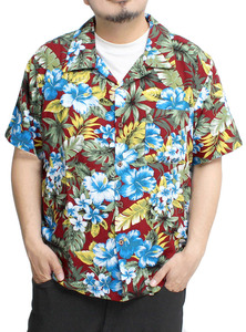 【新品】 4L J アロハシャツ メンズ 大きいサイズ 半袖シャツ レーヨン ボタニカル 花柄 オープンカラーシャツ