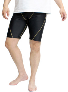 【新品】 4L ブラック×ゴールド V字ステッチ フィットネス水着 メンズ 競泳水着 大きいサイズ 水泳パンツ サイドライン 水着 男性用