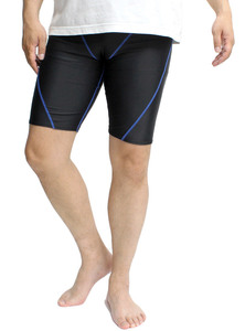 【新品】 5L ブラック×ブルー V字ステッチ フィットネス水着 メンズ 競泳水着 大きいサイズ 水泳パンツ サイドライン 水着 男性用