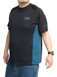 【新品】 5L ブラック DISCUS ディスカス 半袖 Tシャツ メンズ 大きいサイズ ドライ 吸汗速乾 UVカット ロゴ プリント クルーネック カット