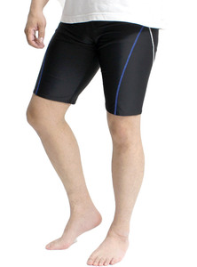 【新品】 5L ブラック×ブルー クロスステッチ フィットネス水着 メンズ 競泳水着 大きいサイズ 水泳パンツ サイドライン 水着 男性用
