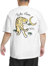 【新品】 3L ホワイト 半袖 Tシャツ メンズ 大きいサイズ スカジャン風 タイガー 刺? プリント ヘビーウェイト クルーネック カットソー_画像1