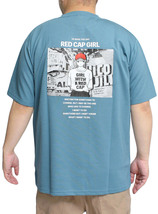 【新品】 3L ブルー RED CAP GIRL 半袖 Tシャツ メンズ 大きいサイズ 接触冷感 ストレッチ シルクタッチ バックプリント クルーネック カッ_画像1