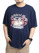 【新品】 3L ネイビー ねこぶちさん 猫渕さん 半袖 Tシャツ メンズ 大きいサイズ プリント 吸水速乾 ドライ クルーネック カットソー_画像1