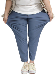 【新品】 5L サックス アイスパンツ メンズ 大きいサイズ ひんやり 接触冷感 軽量 快適 ナイロン ストレッチ イージーパンツ