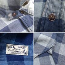 濃紺インディゴ染 Polo Ralph Lauren チンスト マチ付 チェック柄 ネルシャツ 長袖シャツ ワークシャツ メンズ ラルフローレン RRL 240501_画像4