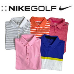 極美品 豪華5点 福袋 NIKE GOLF 吸水速乾 ストレッチ カスリ 総柄 半袖ポロシャツ メンズL ナイキ ゴルフウェア タイガーウッズ 2405187