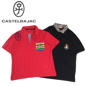  ultimate beautiful goods top class gorgeous embroidery 2 point CASTELBAJAC. water speed . stretch deer. . polo-shirt with short sleeves men's 48 Castelbajac Golf made in Japan 2405173