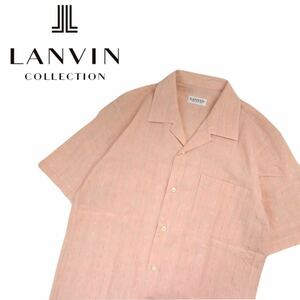 新品未使用 最高級 名作 LANVIN COLLECTION カスリ 総柄 リネン コットン 開襟 半袖シャツ アロハシャツ メンズM ランバン 日本製 2405294