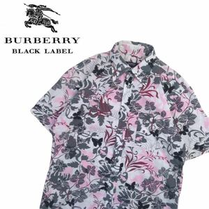  beautiful goods top class masterpiece BURBERRY BLACK LABELbotanikaru camouflage total pattern short sleeves shirt dress shirt men's 2 Burberry Black Label 2405304
