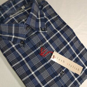 M寸・新品／日本製・インディゴチェックBDシャツ■ネイビー