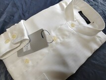 M寸・新品／日本製・形態安定スタンドカラーシャツ■オフホワイト色ドビー_画像3
