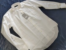 M寸・新品／日本製・形態安定スタンドカラーシャツ■オフホワイト色ドビー_画像5