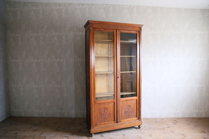  France antique * wooden glass cabinet / bookcase book case / display shelf kyu rio case / store furniture / display shelves / French Vintage furniture 