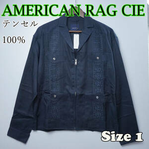 中古未使用品 AMERICAN RAG CIE スプリングジャケット メンズ サイズ１ 春物 テンセル100％ スリット入 アメリカンラグシー 紺 ネイビー