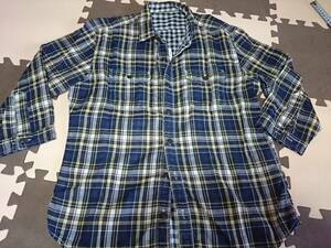 B10 new goods Takeo Kikuchi reversible 5 minute sleeve check shirt M free shipping 