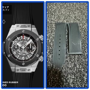 純正 ウブロ HUBLOT ラバーベルト ビッグバン ウニコ 黒 ブラック ワンタッチ 45mm 411.系