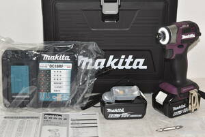 54M 【ほぼ未使用・即決あり!】 makita 充電式インパクトドライバ TD173DXAP 18V 6.0Ah 純正バッテリー BL1860B×2 マキタ TD173D パープル