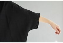 新作 レディース 上下セット トップス+パンツ 2点セット 夏 ゆったり 可愛い 無地 半袖 大きいサイズ 薄手ブラック M-3XL_画像9
