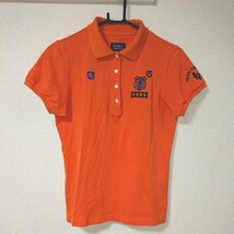 PEARLY GATES パーリーゲイツ ゴルフ スポーツ トレーニング ウェア トップス シャツ 半袖 ポロシャツ オレンジ ネイビー 青 ロゴ １ 人気_画像1