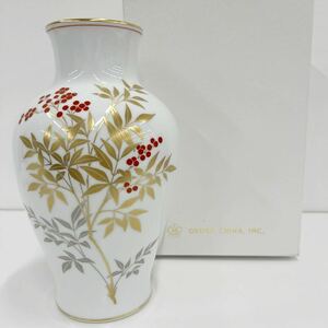 ★未使用★大倉陶園 OKURA CHINA★金彩 花瓶 花器 花入れ フラワーベース 陶器 ケース付き★H27.5cm W16cm 口径9cm★1円〜