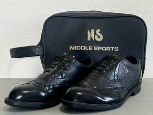 DUNLOP* Dunlop * men's golf shoes [24.5cm] black beautiful goods * Classic leather shoes bag attaching 