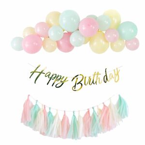 誕生日 飾り付けセット バースデー デコレーションセット 女の子 男の子 大人 パーティー バルーン 風船 マカロン パステル 