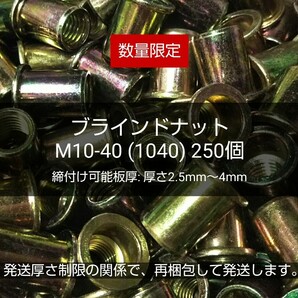 ●送料無料 ブラインドナット M10-40(1040)250個 スチール(鉄) 専用工具/ハンドナッター必要 ナットリベット 圧着 カシメ 〓 M6 M8 完売 〓