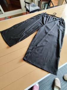  free shipping preeminence handmade cotton loan black pechi pants Semi-wide easy & neat easily waist deep W rubber 