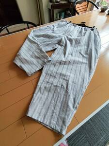  preeminence handmade cotton such pants .. only ... pants white series stripe easy & neat waist deep W rubber 