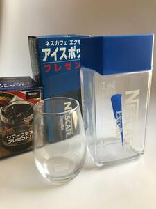 非売品　レア！新品 ネスカフェ エクセラ アイスポット＆グラス セット　アイスコーヒー用　ガラス製　　