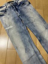 美品☆[DIESEL] D.N.A. SLEENKER 084DK リペア加工 スリムスキニー ストレッチ インディゴデニムパンツ 28 DNA ディーゼル_画像4