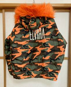 美品☆[ELVIRA] 17AW 定価38,500 BIG N-2B RV JACKET カモフラ バックロゴ フライトボンバージャケット L ブラック 迷彩 エルビラ