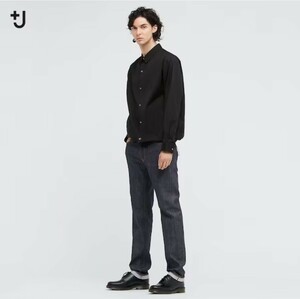 【未使用】UNIQLO ユニクロ +J セルビッジスリムフィットストレートジーンズ 33 紺 プラスジェイ JIL SANDER ジルサンダー XL デニム