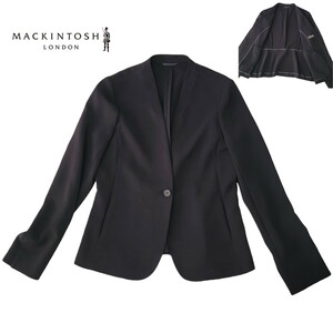 【極美品】日本製 マッキントッシュロンドン MACKINTOSH LONDON ノーカラージャケット 40 フォーマルジャケット L ストレッチジャケット 黒